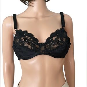Lejaby black satin lace bra French brand